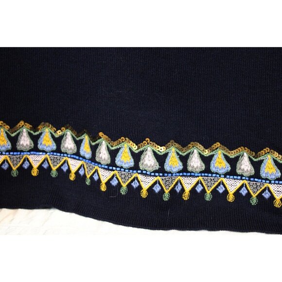 Soft Surroundings Long Black Sweater Cardigan sz 1X NWT Beaded Embroider Flower - Picture 7 of 13